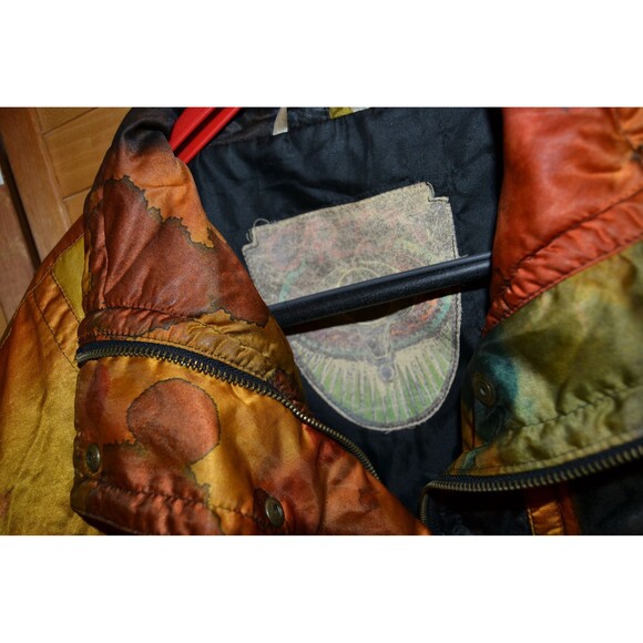 Vintage Coat German Puffer Abstract Unisex Retro Fabric - Picture 5 of 9